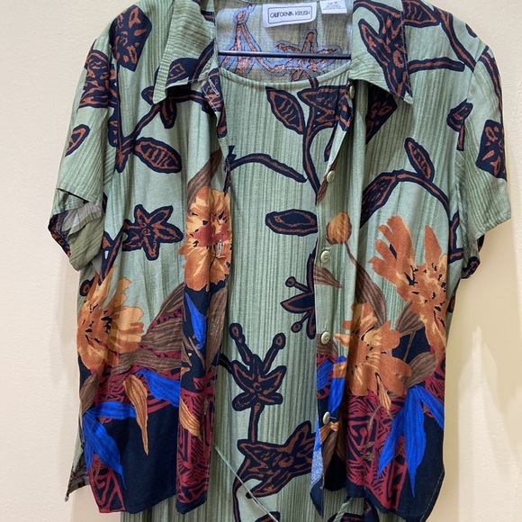 California Crush 2-piece Hawaiian print dress and top M - Picture 2 of 9